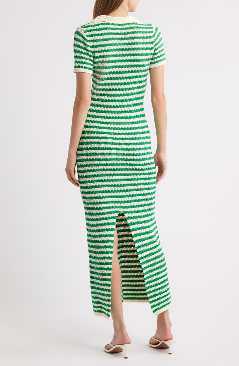 MOON RIVER Johnny Collar Short Sleeve Sweater Dress, Alternate, color, Green