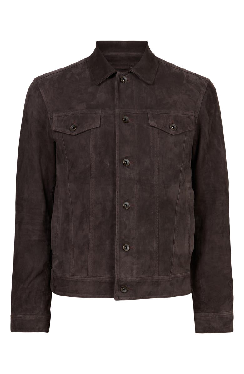 John Varvatos Brandon Suede Trucker Jacket, Alternate, color, 