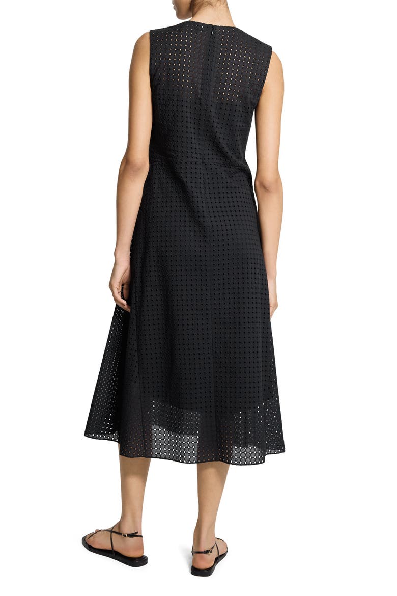 Eyelet Fit & Flare Midi Dress, Alternate, color, BLACK