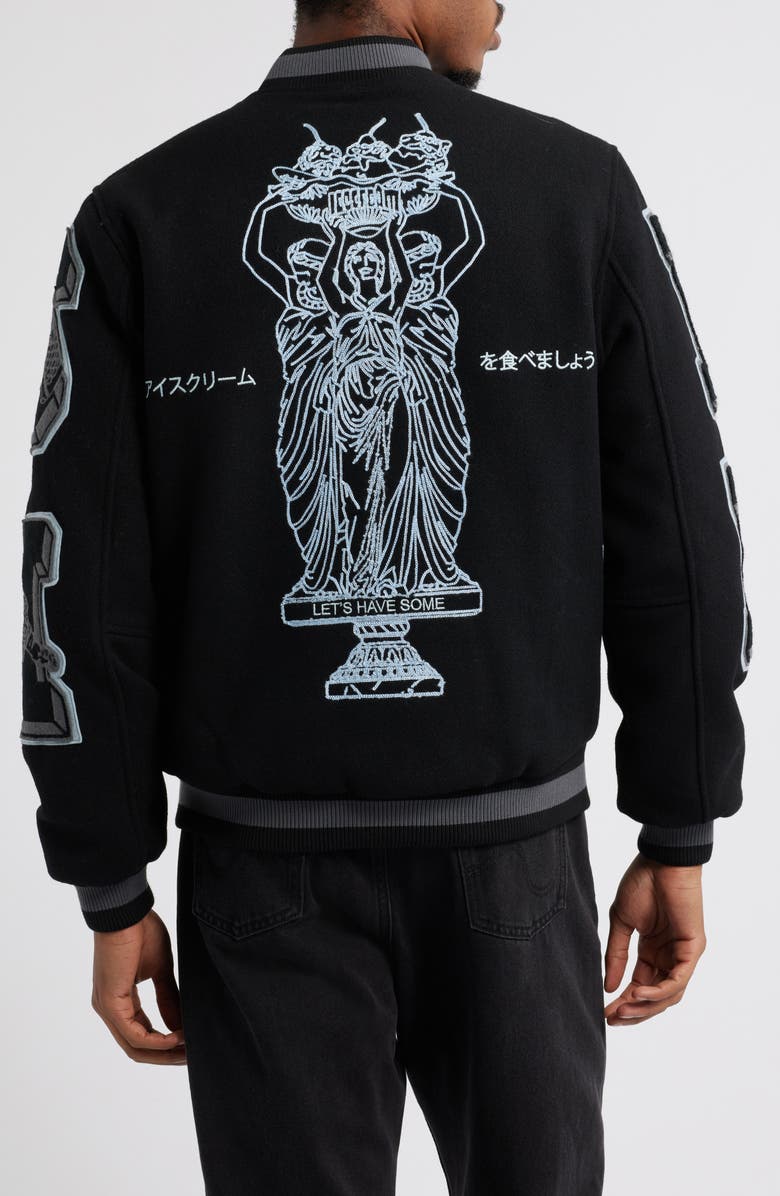 ICECREAM Creme Wool Blend Varsity Jacket, Alternate, color, 