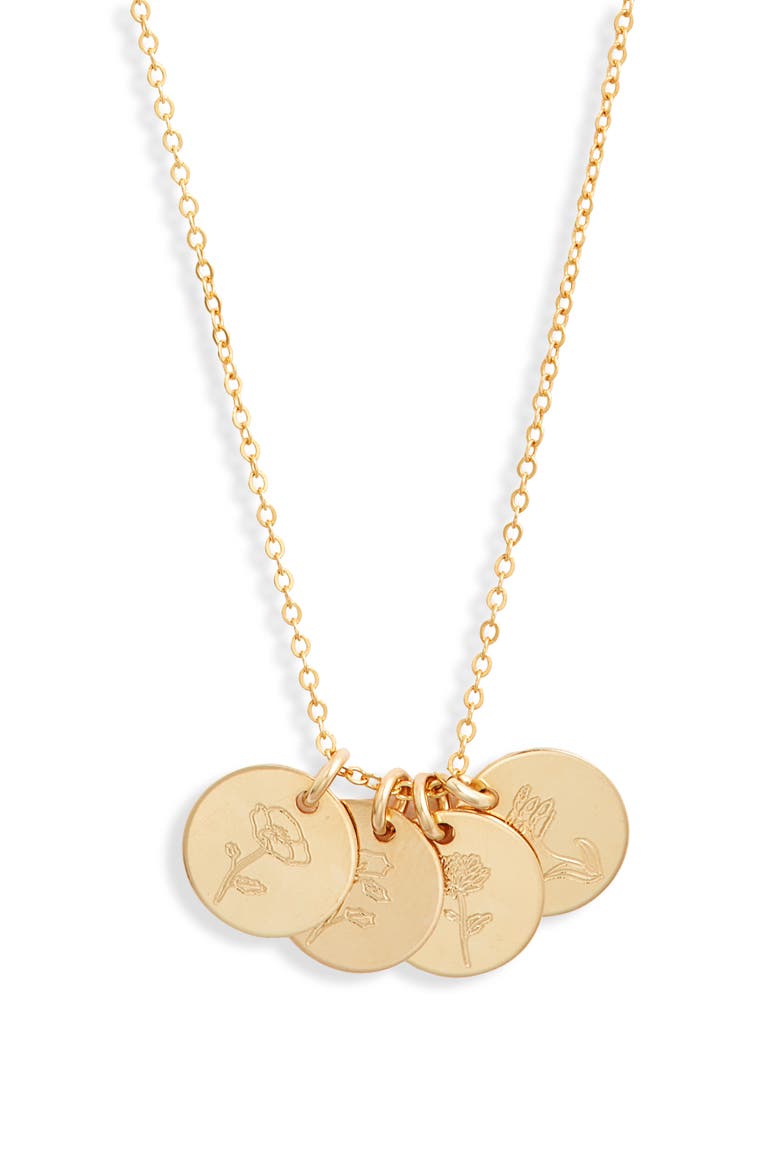 Lily Multi Birth Flower Necklace, Main, color, GOLD / 4 CHARMS