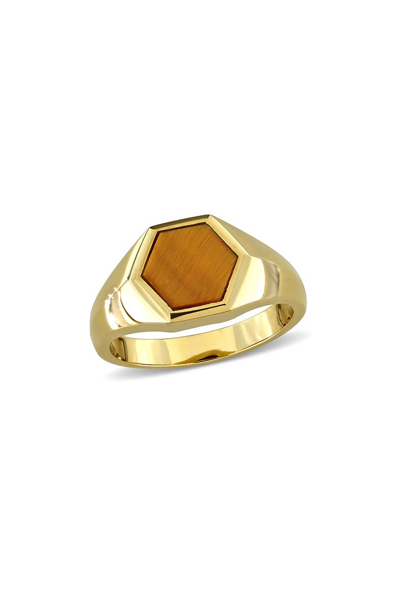 Tiger's Eye Hexagon Ring, Main, color, BROWN