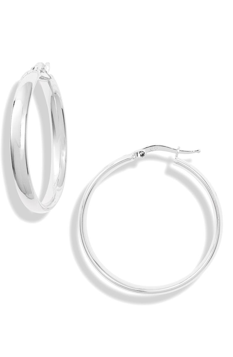 Argento Vivo Sterling Silver Clean Edge Hoop Earrings, Main, color, 