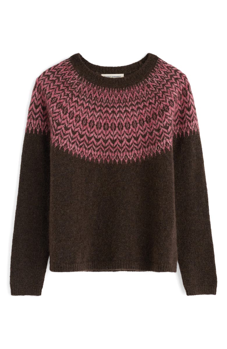 Seasalt Cornwall Spruce Frost Fair Isle Sweater, Main, color, Knit Hellebore Dark Rye Squash