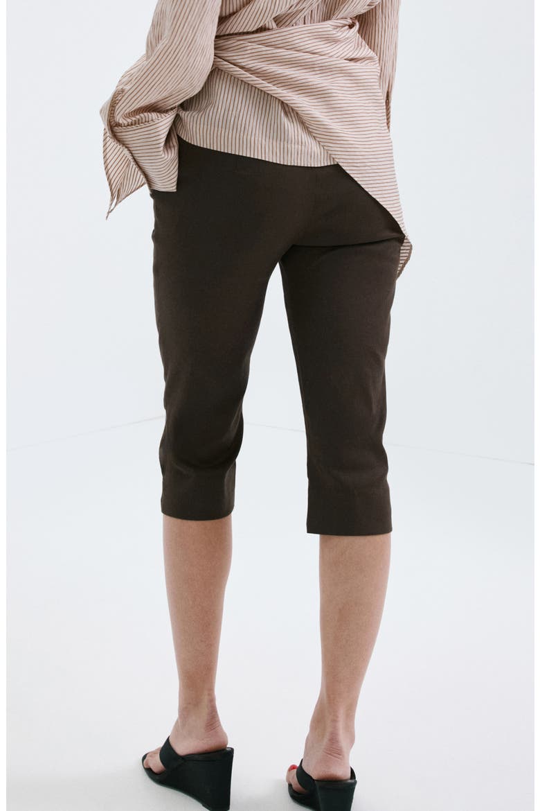 Stretch Linen & Cotton Capri Pants, Alternate, color, CHOCOLATE