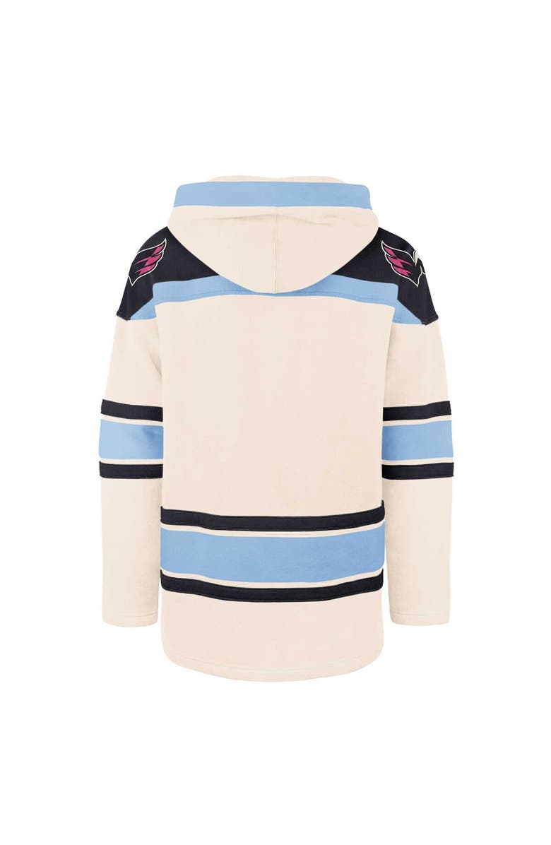 '47 Men's '47 Cream Washington Capitals Cherry Blossom Lacer Pullover Hoodie, Alternate, color, 