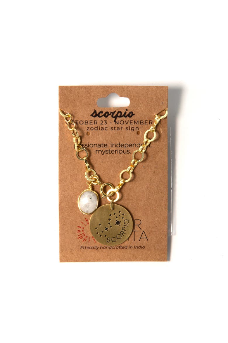 Zodiac Star Sign Necklace - Scorpio, Main, color, Gold