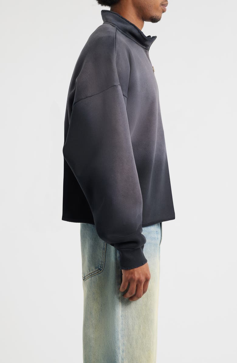 Elwood Oversize Raw Edge Quarter Zip Pullover, Alternate, color, Black