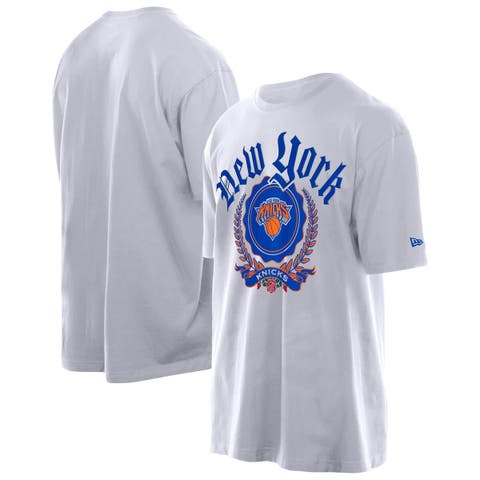 Men's New Era White New York Knicks Throwback Prep Oversized T-Shirt