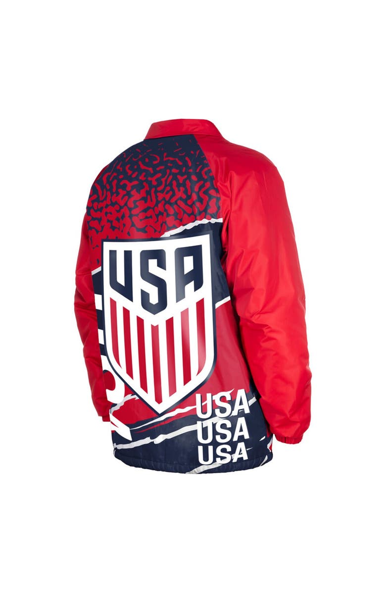 5TH AND OCEAN BY NEW ERA Men's 5th & Ocean by New Era Navy USMNT Throwback Coaches Raglan Full-Snap Jacket, Alternate, color, Navy