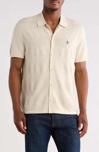 Honeycomb Stripe Cotton Polo Sweater