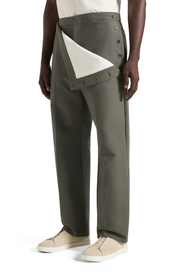 Henri Foldover Trousers, Alternate, color, Olive