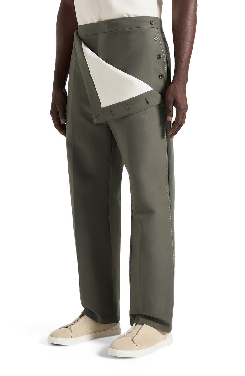 Manière De Voir Henri Foldover Trousers, Alternate, color, Olive