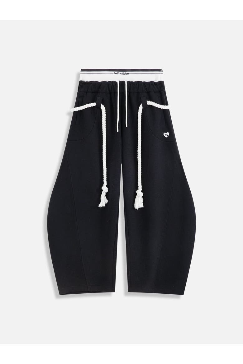 Double Waist Super Baggy Barrel Sweatpants, Alternate, color, Black