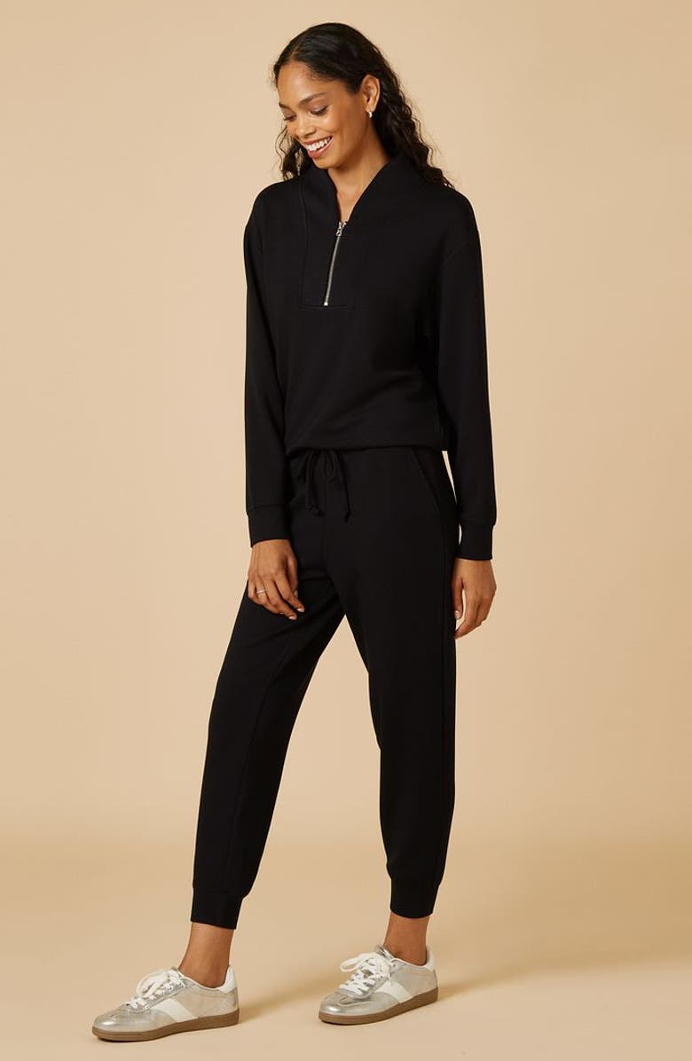 Softies Athleisure DreamTech 1/4 Zip Jogger Set, Alternate, color, Black