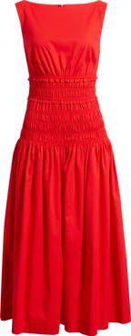 Anne Klein Smocked Waist Sleeveless Midi Dress
