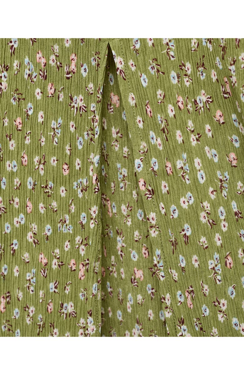 MANGO Floral Puff Sleeve Pleated Maxi Dress, Alternate, color, Green