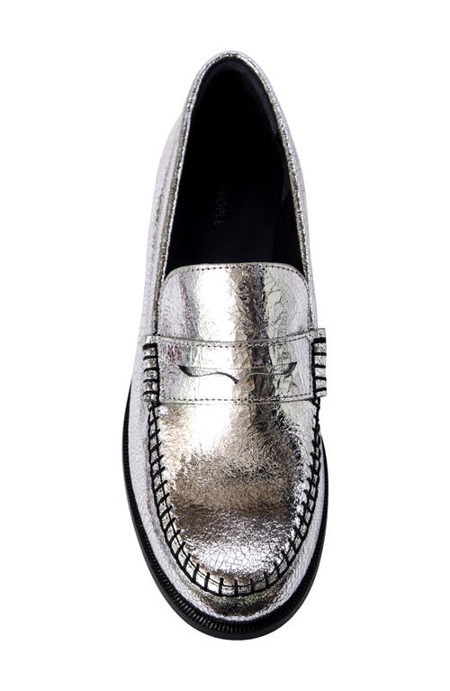 Free People Blanket Stitch Loafers Pale Pewter Leather In Pale Pewter Leather