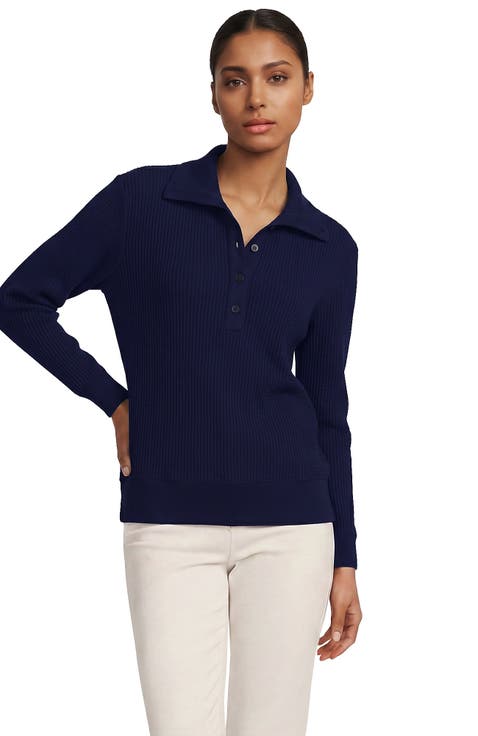 Long Sleeve Waffle Button Up Henley