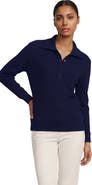 Lands' End Long Sleeve Waffle Button Up Henley