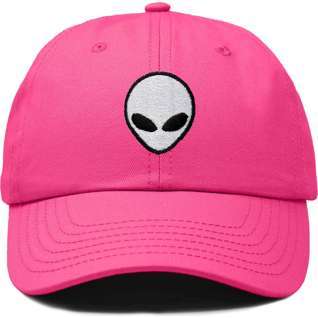 Dalix Alien Embroidered Classic Dad Cap In Hot Pink