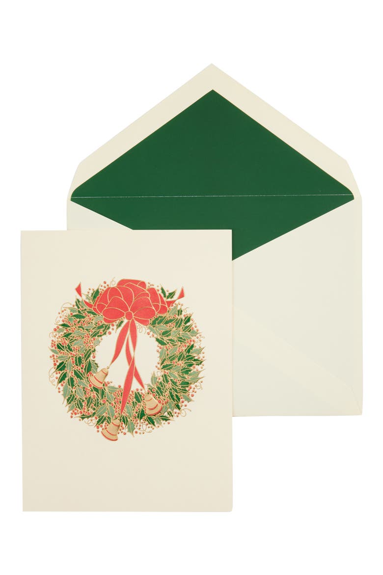 Holly Wreath with Bells Set of 10 Greeting Cards | Nordstrom