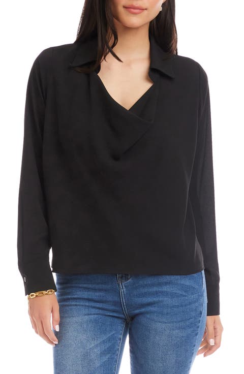 Collared Cowl Neck Top