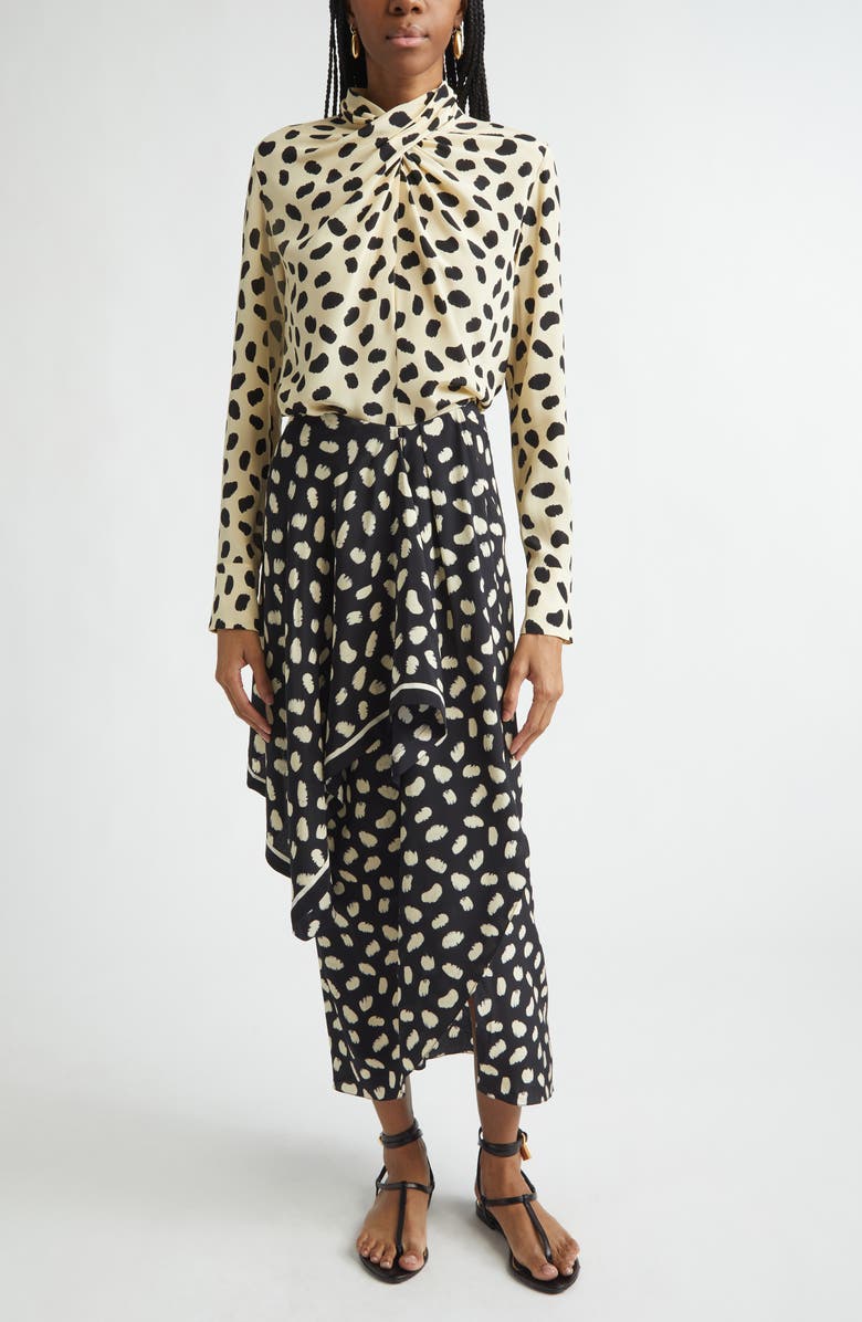 Johanna Ortiz Heavenly Garden Print Silk Top, Alternate, color, Ecru / Black