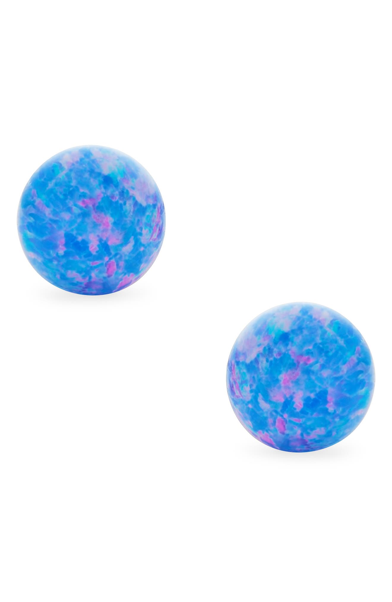 BLING JEWELRY Sterling Silver 6mm Created Opal Ball Stud Earrings