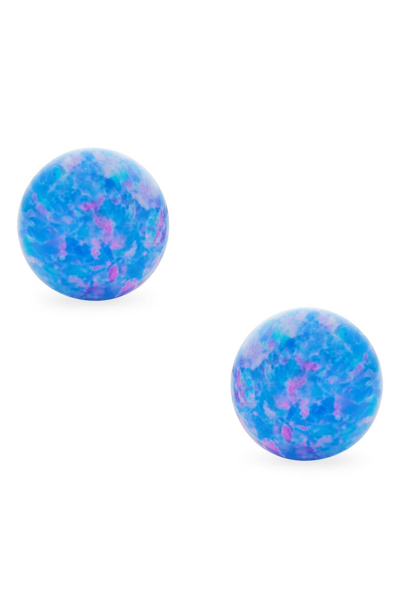 BLING JEWELRY Sterling Silver 6mm Created Opal Ball Stud Earrings, Main, color, Opal Multi