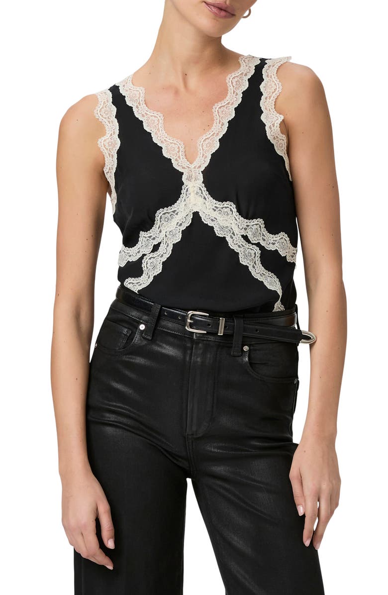 PAIGE Terezia Lace Trim Silk Tank, Main, color,
