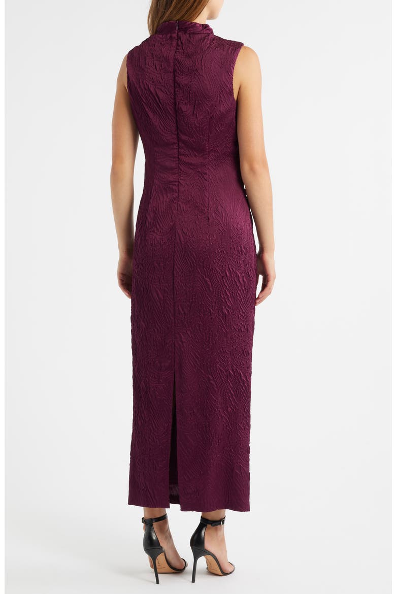 Leaf Jacquard Cowl Neck Sheath Dress, Alternate, color, BURGUNDY