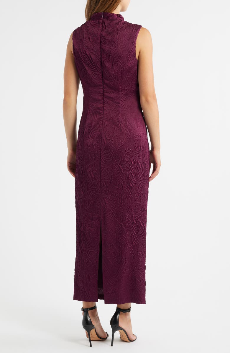 Vince Camuto Leaf Jacquard Cowl Neck Sheath Dress, Alternate, color, Burgundy