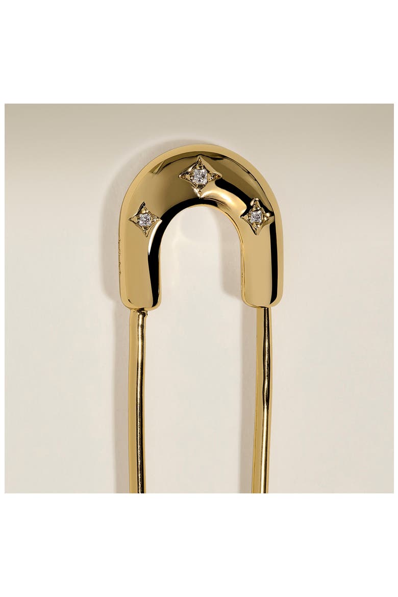 Cubic Zirconia Safety Pin Brooch, Alternate, color, GOLD