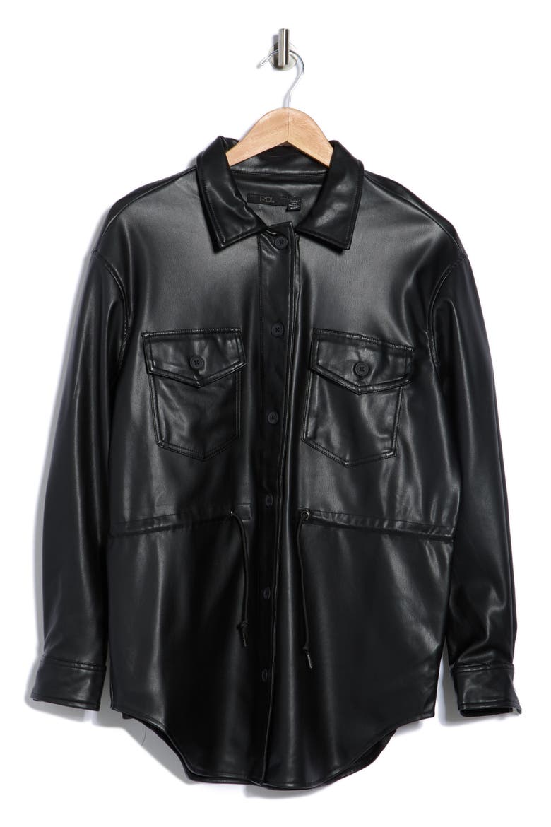 Faux Leather Jacket, Alternate, color, BLACK