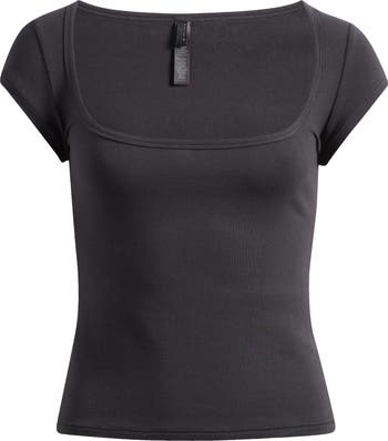 Scoop Neck Cotton Blend Jersey T-Shirt