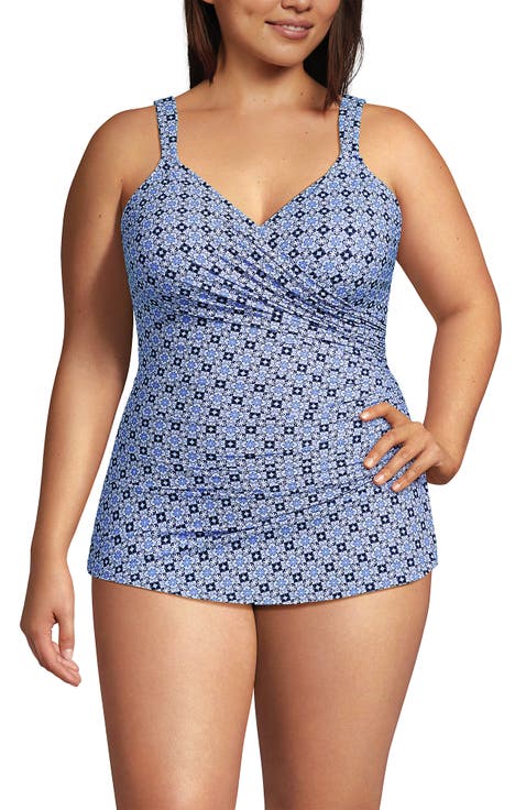 Plus Size SlenderSuit V-Neck Skirted Low Leg One Piece