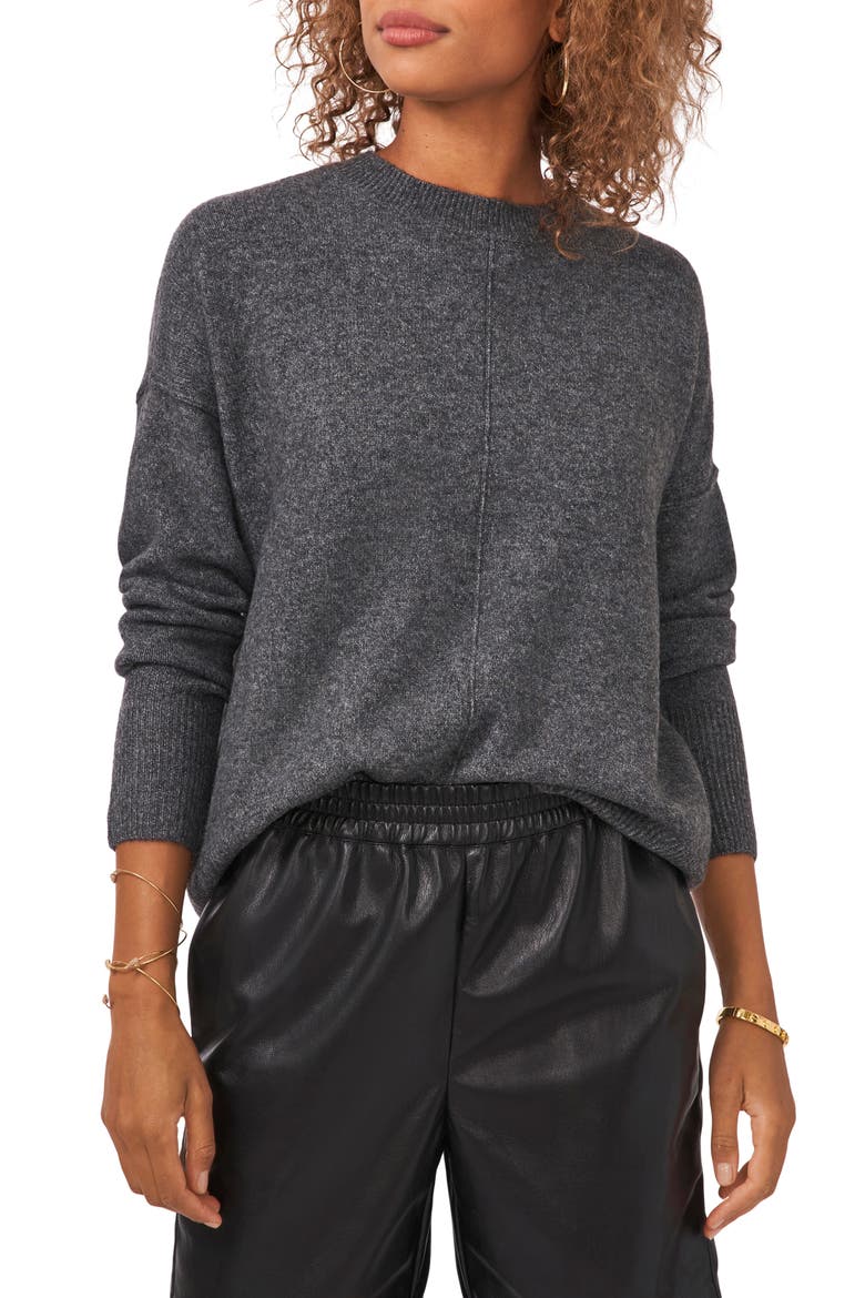 Exposed Seam Crewneck Sweater, Main, color, MEDIUM HEATHER GREY