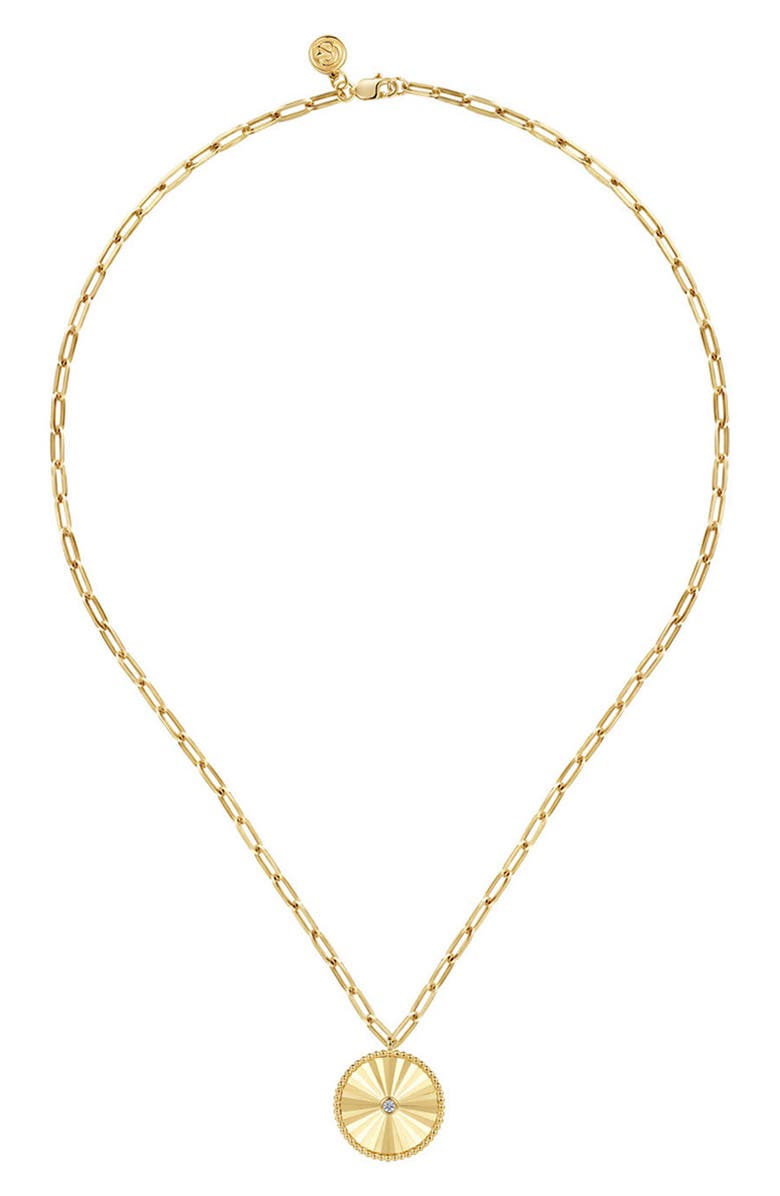Gabriel & Co. Bujukan Textured Diamond Medallion Pendant Necklace, Alternate, color, Gold