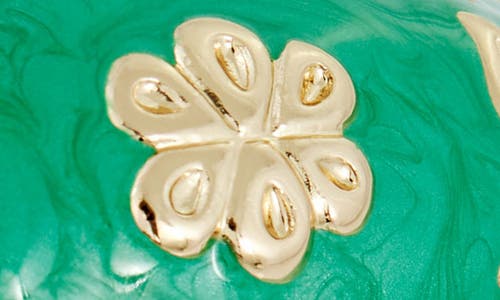 Savvy Cie Jewels Enameled Floral Hinge Bangle Bracelet In Green