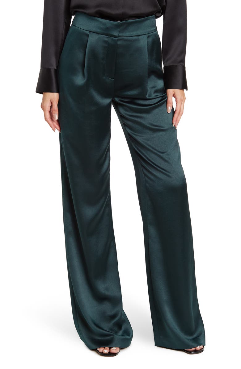 Veronica Beard Robinne WIde Leg Satin Pants, Main, color,