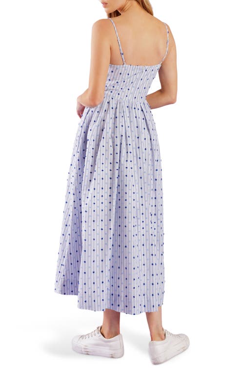 Flying Tomato Textured Dot Midi Dress In Blue