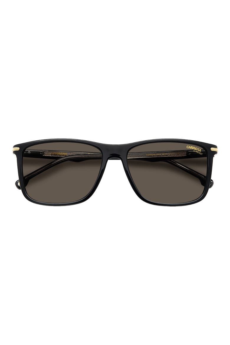 57mm Polarized Rectangular Sunglasses, Alternate, color, BLACK / GREY