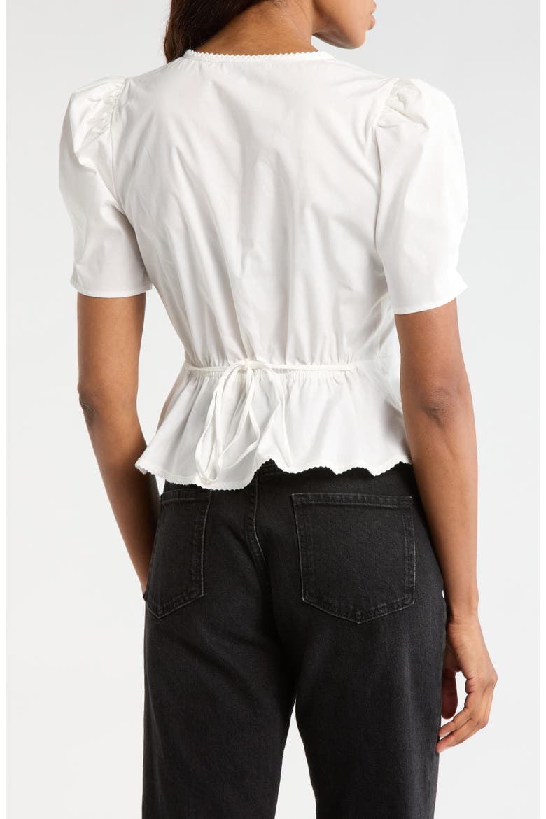 Stretch Cotton Peplum Top, Alternate, color, IVORY