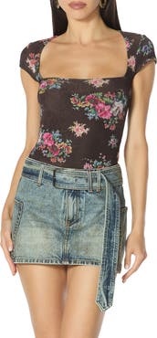 AFRM Square Neck Cap Sleeve Top