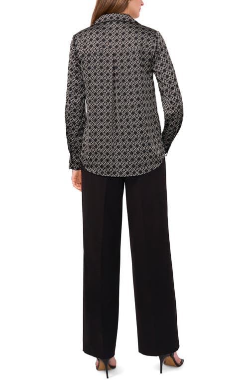 Halogen ® Long Sleeve Satin Button-up Shirt In Black