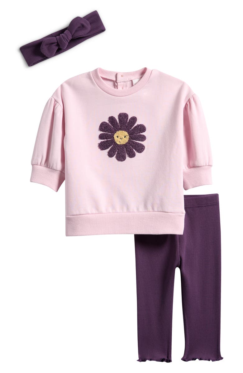 PL Baby by Petit Lem Flower Tunic, Leggings & Headband Set, Main, color, Flower