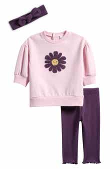 PL Baby by Petit Lem Flower Tunic, Leggings & Headband Set