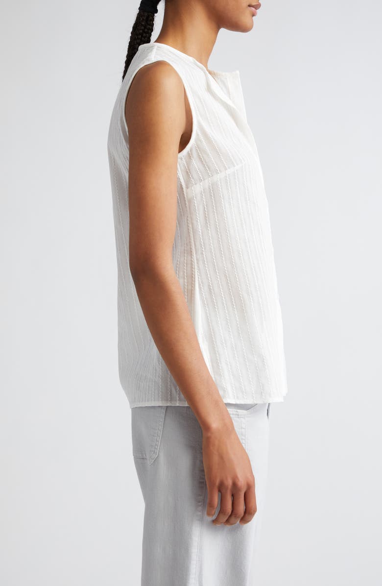 Eleventy Textured Sleeveless Button-Up Shirt, Alternate, color, White