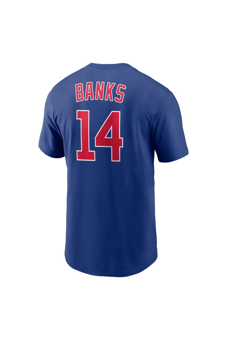 Men's Nike Ernie Banks Rush Blue Chicago Cubs Cooperstown Collection Name & Number T-Shirt, Alternate, color, Rush Blue